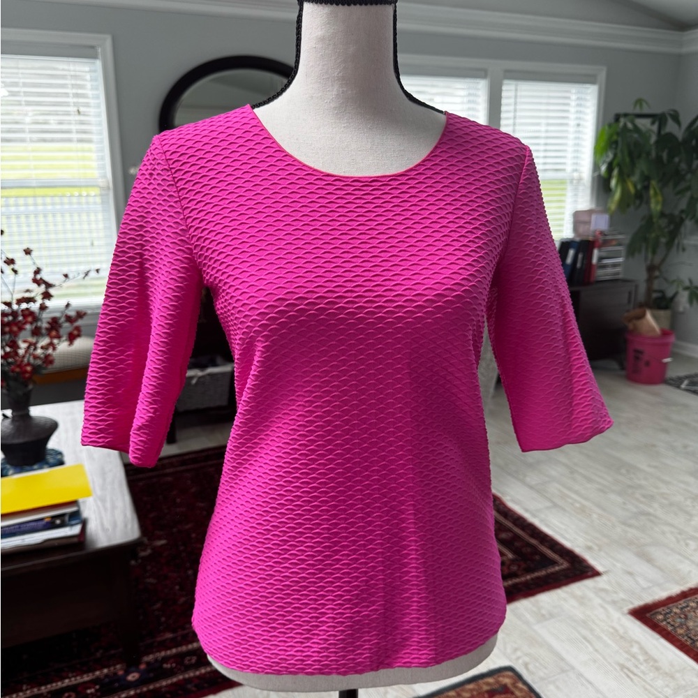 Emporio Armani Pink, Ivory, and Pale green, Ribbed Boxy Crop Tops(bundle of 3)